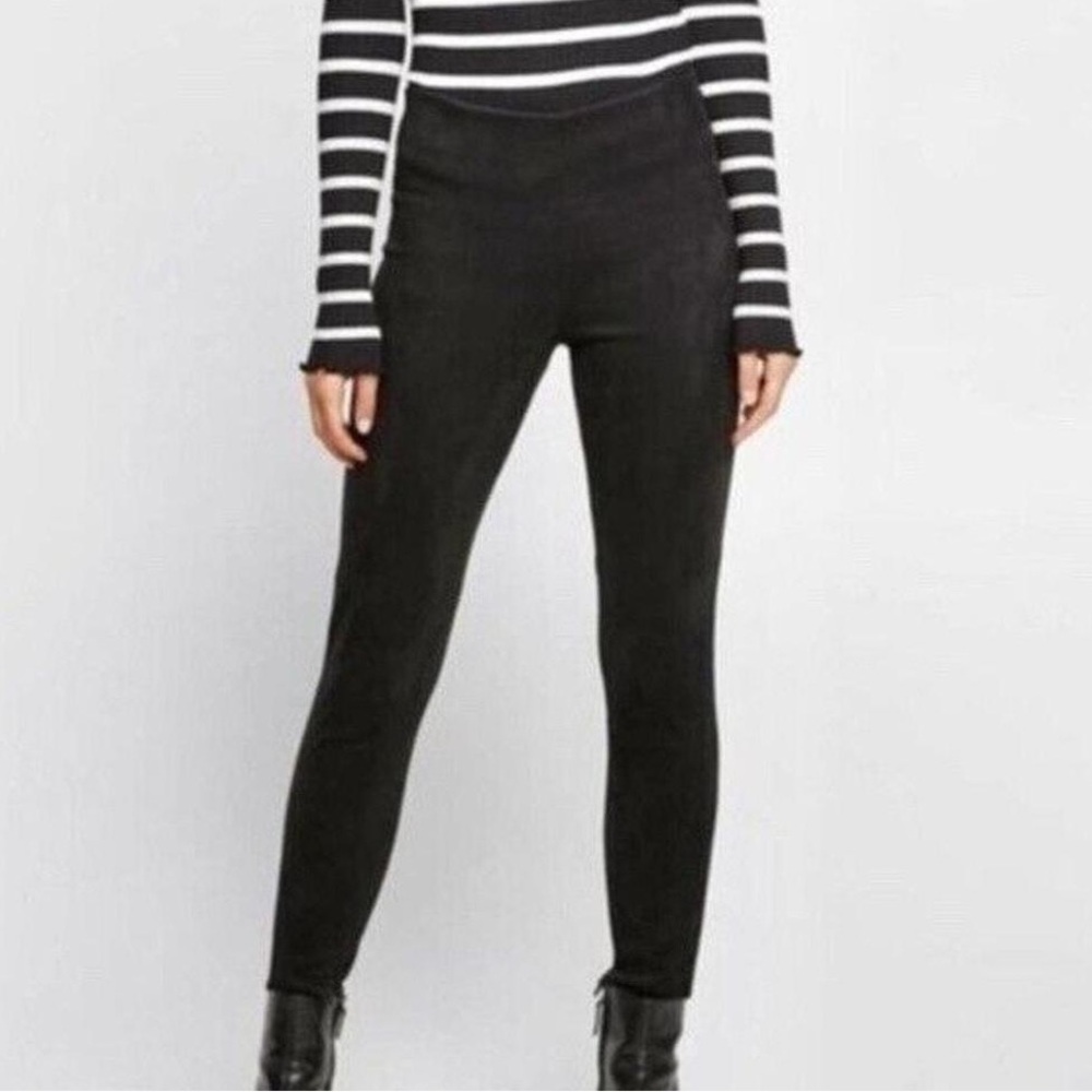 ZARA BASIC, black faux suede pants with ankle zippers. Size small Worn once